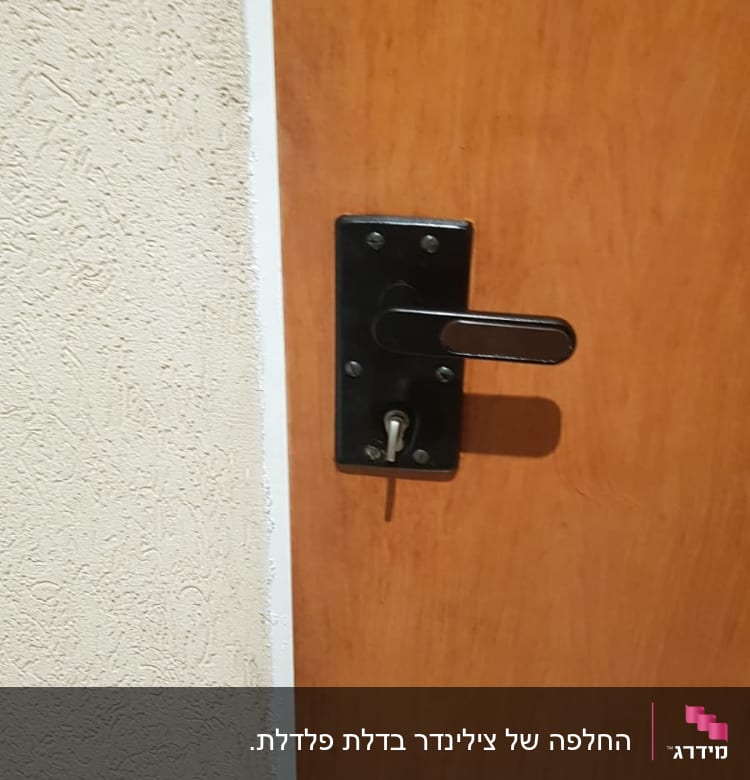 ידית ודלת עם מנעול ומפתח